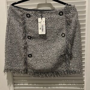 Elegant Black Button-Accent Tweed Mini Skirt